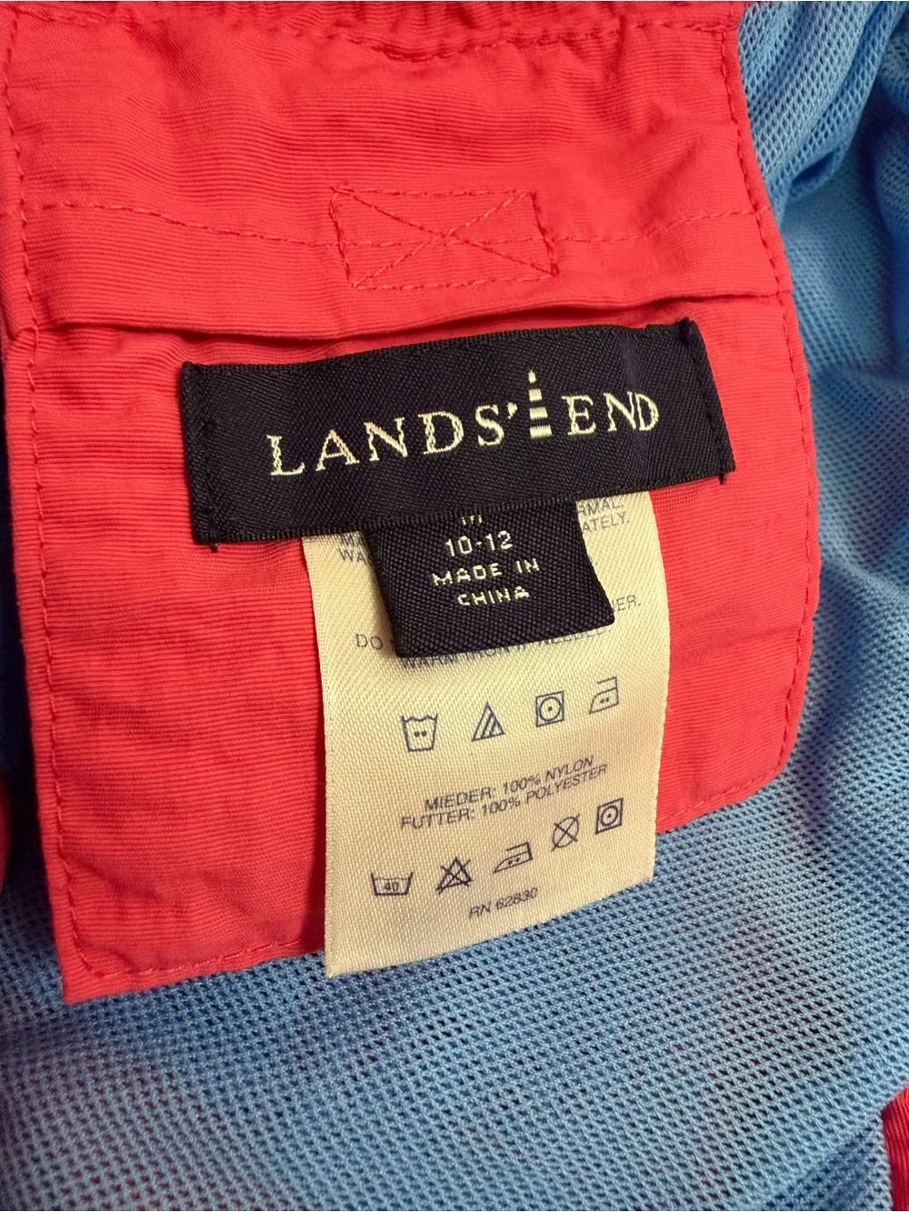 Lands' End Boys Swim Shorts Trunks Size 10-12 Pink Lined Elastic Drawstring